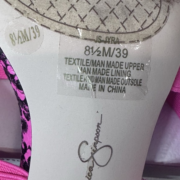 Jessica Simpson Jyra Heeled Sz 8.5 Pink Snake Elastic High Stiletto Heel Pumps - Picture 7 of 8